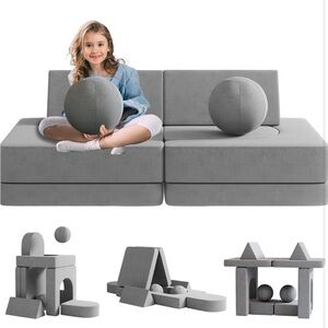 Toddler Couch 9pcs Kids Sofa Couch with Spherical Module and Tunnel Play Sofa